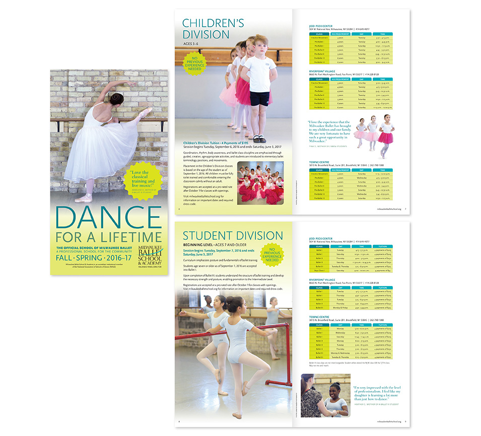 Milwaukee Ballet School brochure